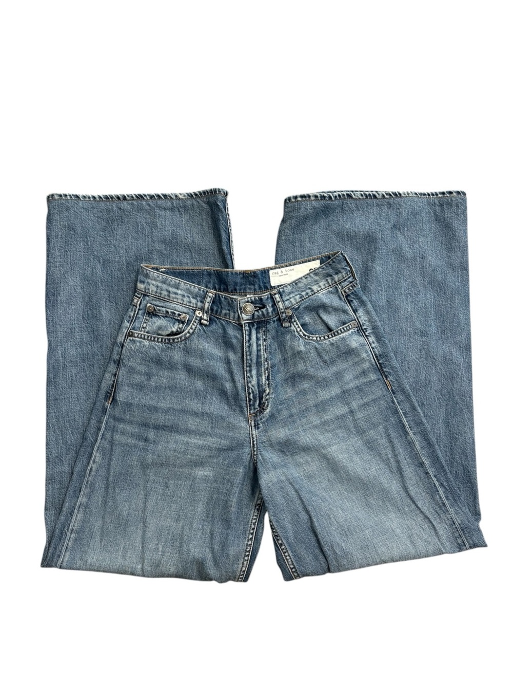 Rag & Bone Featherweight Sofie High Rise Full Length Ultra-Wide Leg Jeans Sz 25 - Picture 10 of 10